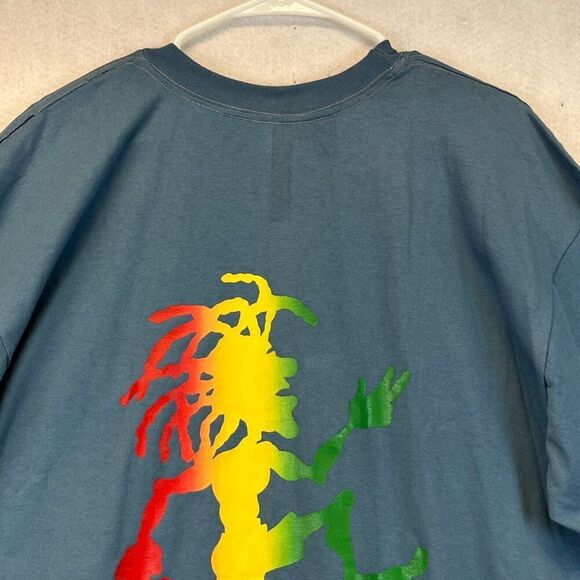 VTG 90s Rasta Man Running Man T-Shirt Mens XXL Blue Rastafari Reggae Jamaica - Picture 10 of 12
